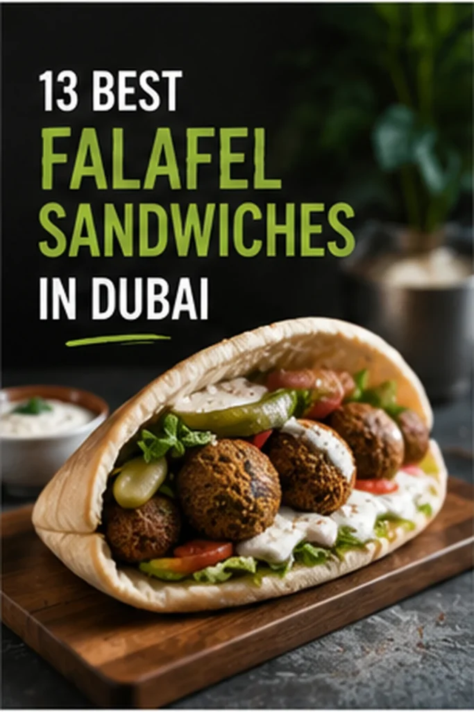 Falafel sandwich with vegetables pickles and tahini