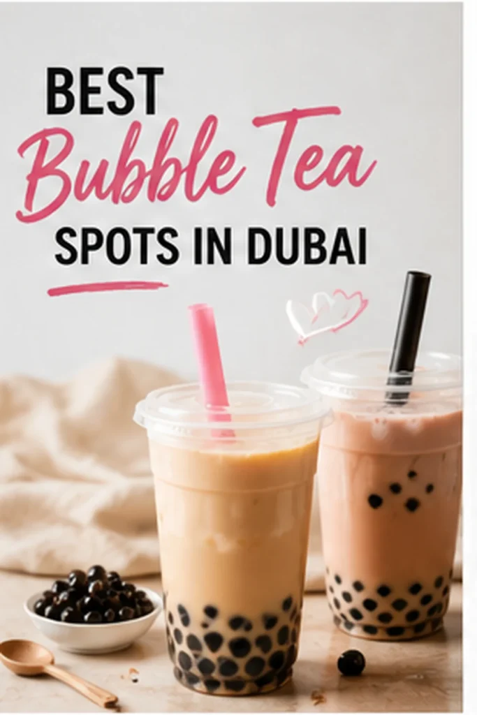 Assorted bubble tea drinks with tapioca pearls