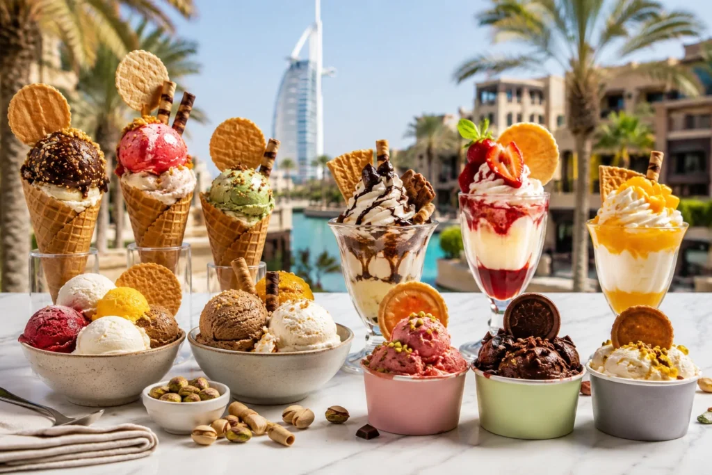 Colourful ice cream treats in Dubai
