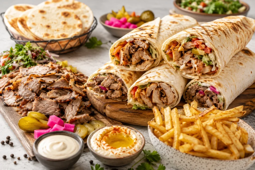 Shawarma wraps and grilled meats in Dubai