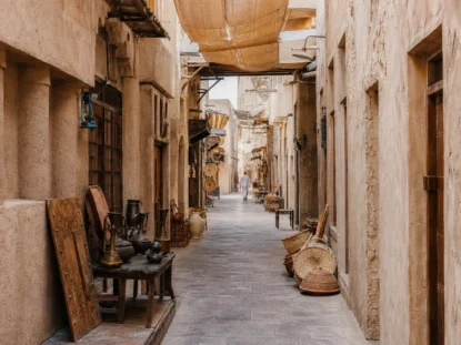 Historic Deira alley with traditional architecture and old Dubai atmosphere