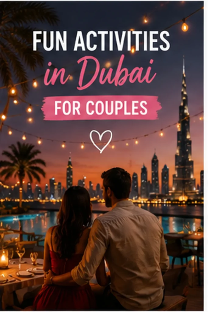 Couple enjoying an evening activity overlooking Dubai