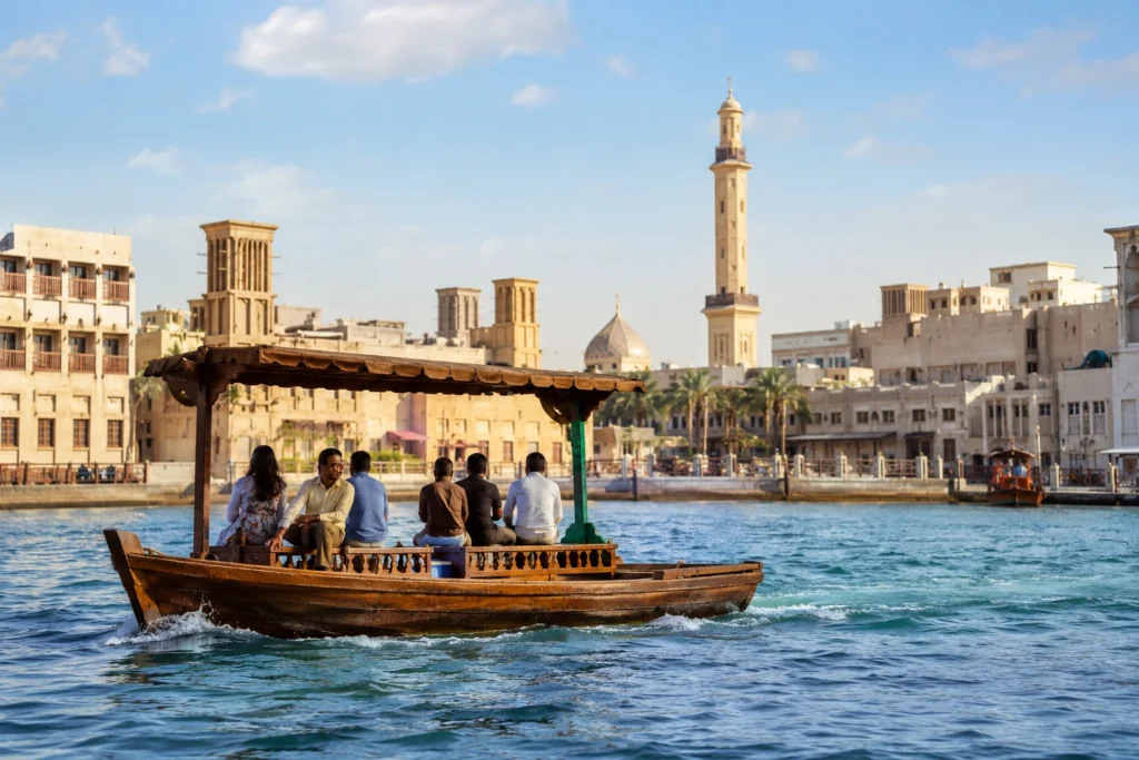 Affordable abra ride and budget-friendly exploration beside Dubai Creek