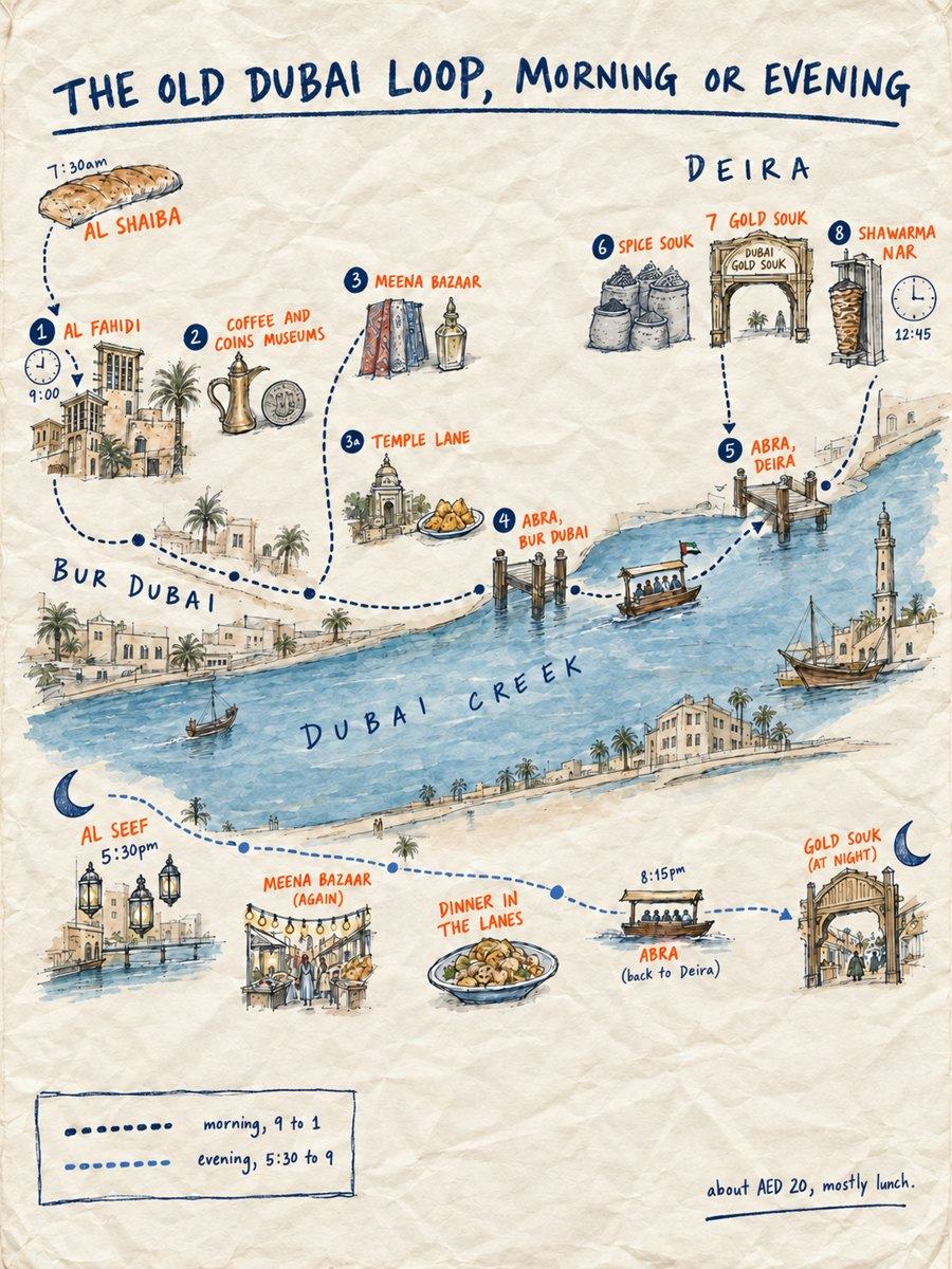 Illustration: the old Dubai walking loop